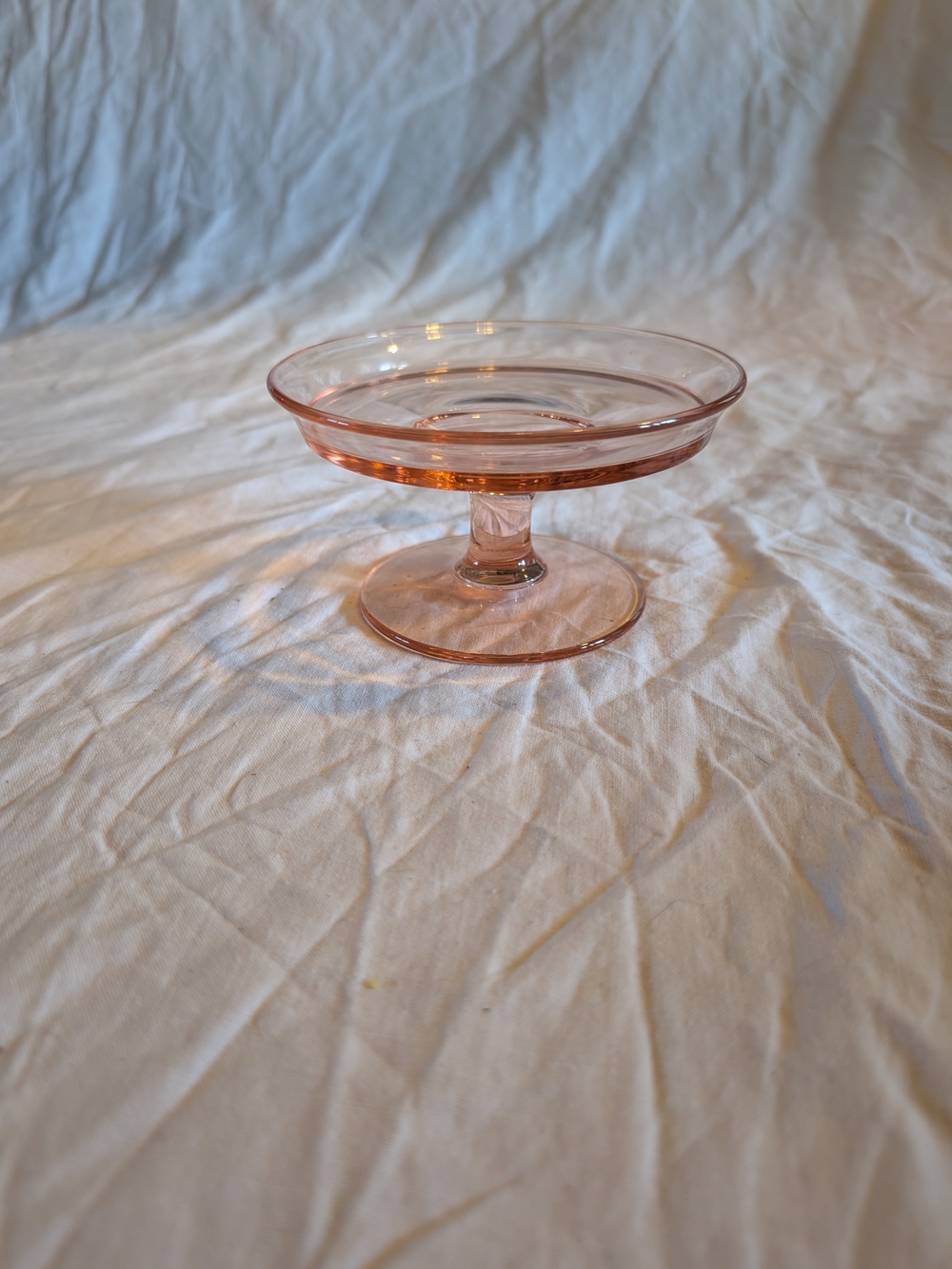 2/16$ Vintage Pink Glass Pedestal Compote